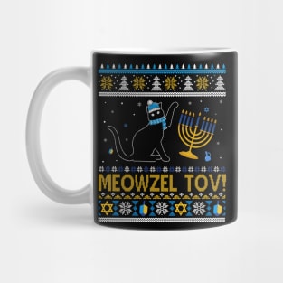 Meowzel Tov Black Cat Funny Hanukkah Chanukah Men Women Kids Mug